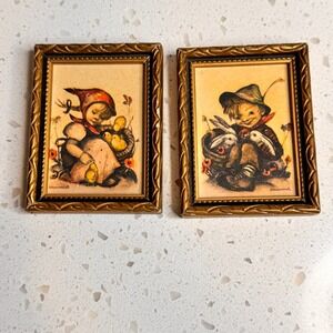 Vintage Hummel‎ Goebel Mini Framed Prints Set of 2 Children West Berlin